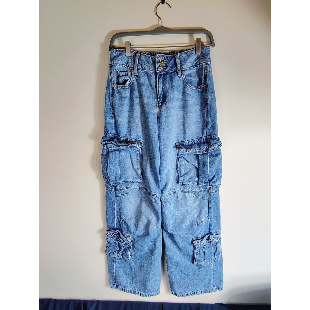 Garage Denim Straight Leg Cargo Jeans Size 03/26, Y2K DDRcore Mallcore Utility